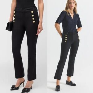 DEREK LAM 10 CROSBY ROBERTSON CROP FLARE TROUSERS Black Button Pants SZ 2